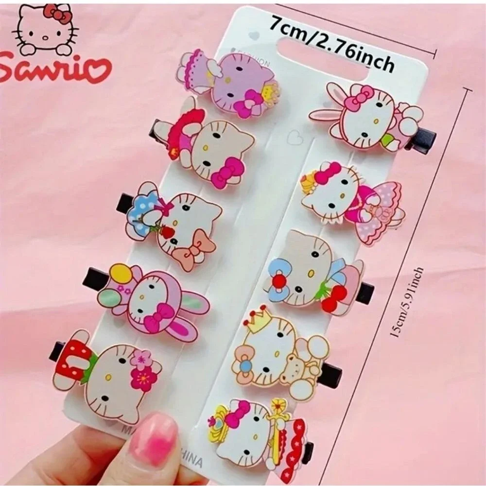 Hello Kitty Cartoon Acrylic Hair Clips Set - Cute Barrettes
